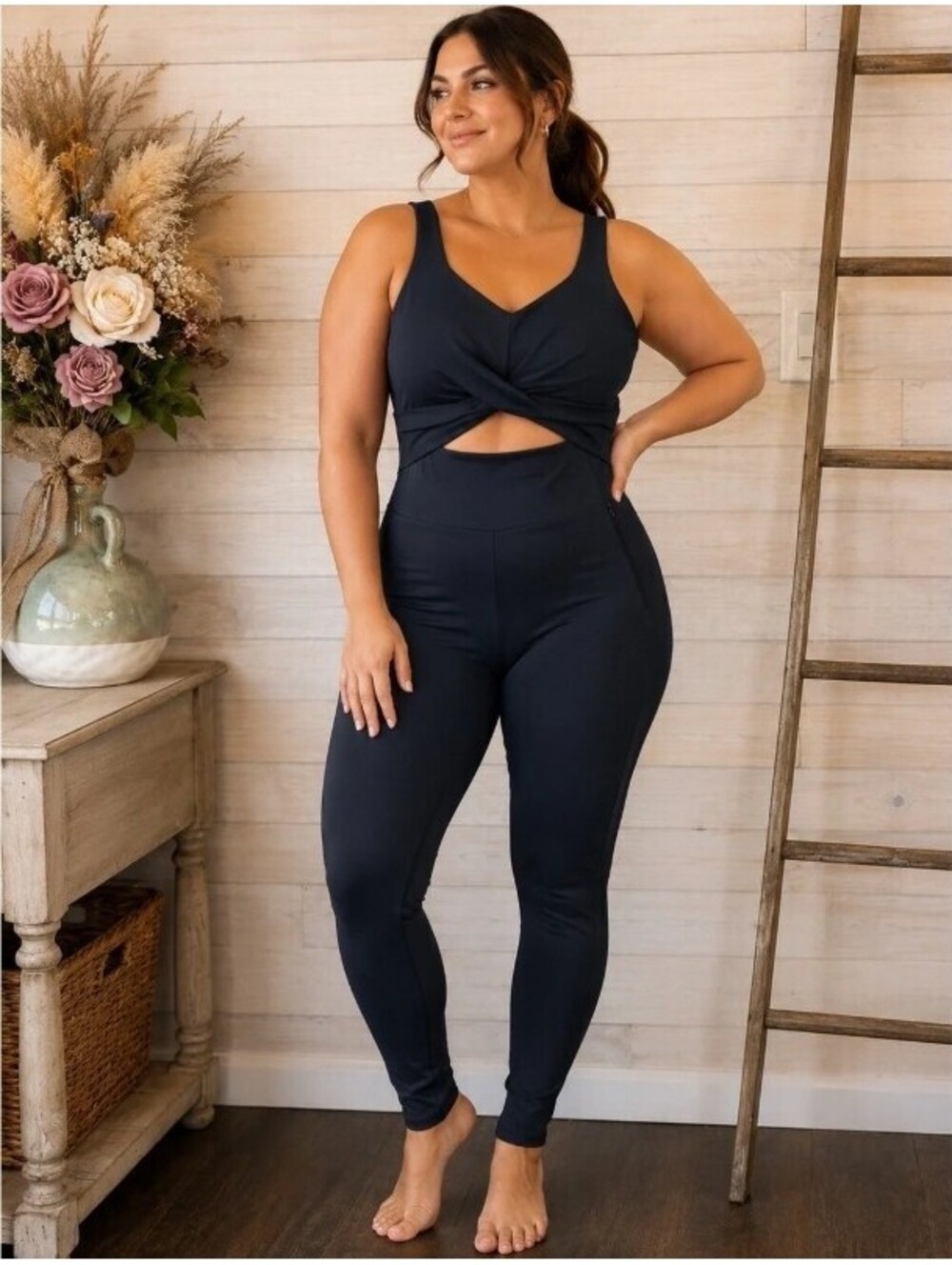 New Girlfriend Collective Long Compression Unitard Twist Midnight Navy Blue S